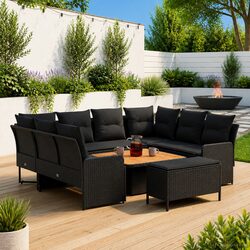Premium 7-Piece Black PE Rattan Outdoor Furniture Set