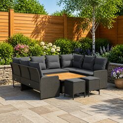 8-Piece Outdoor Lounge Set with Cushions and Rattan