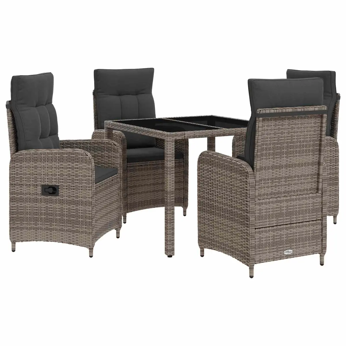 Outdoor Dining Set 5 Piece Grey Patio Furniture Table Chairs Garden Lounge