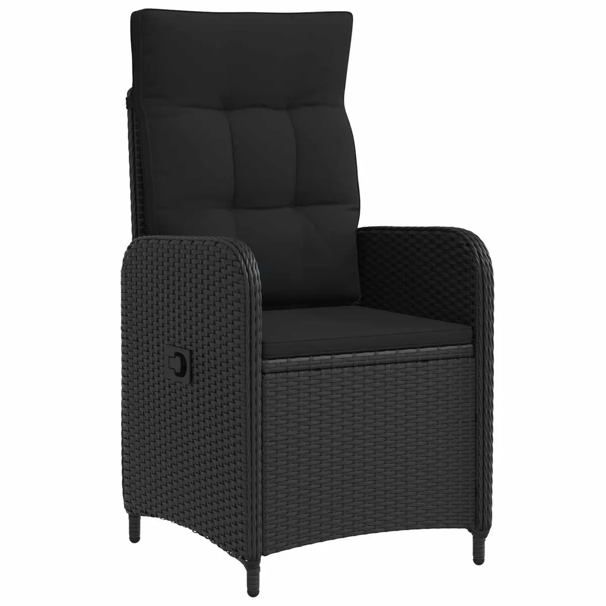 Outdoor Dining Set 3 Pieces Black Poly Rattan Garden Furniture Adjustable Lounge