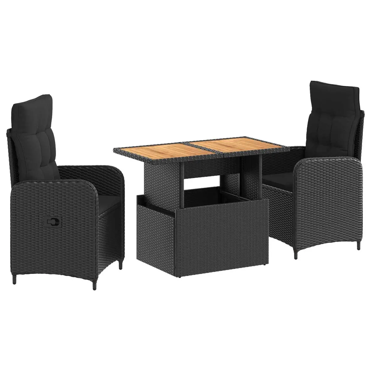 Outdoor Dining Set Poly Rattan Steel 3 Piece Black