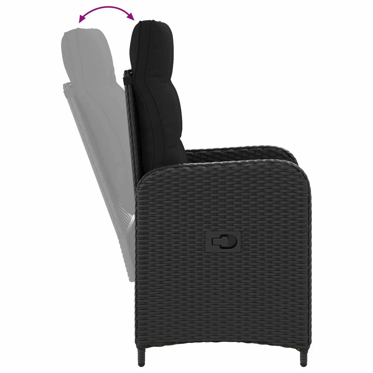 3-Piece Black Rattan Sofa Table Set for Outdoors