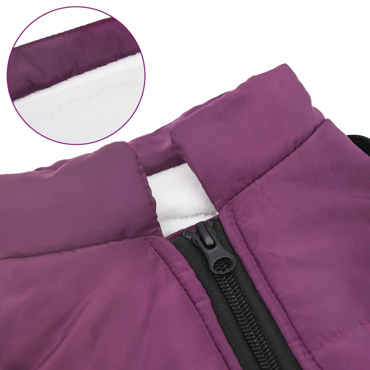Dog Coat Purple L28 Fleece Polyester Waterproof Windproof Adjustable Harness