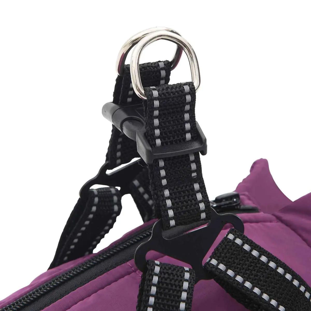 Dog Coat Fleece Polyester L40 Purple Water-Resistant Windproof Adjustable