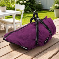 Dog Coat Purple L44 Fleece Polyester Outdoor Winter Warm Water-Resistant Pet