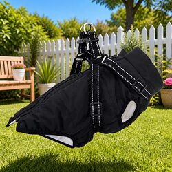 Black L40 Dog Coat - Fleece, Polyester, Water-Resistant