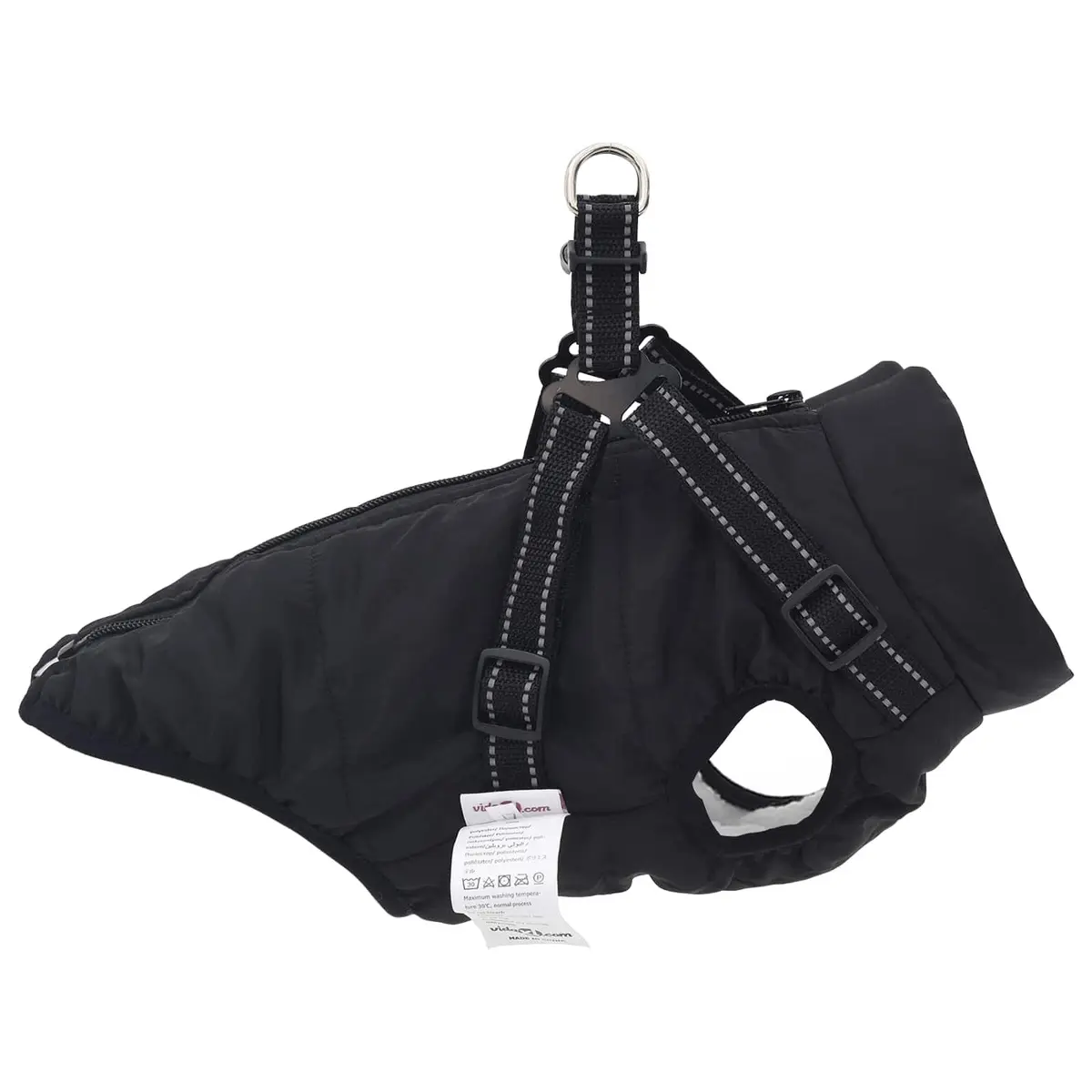 Dog Coat Black L40 Fleece Polyester Water-Resistant Windproof Outdoor Pet Jacket