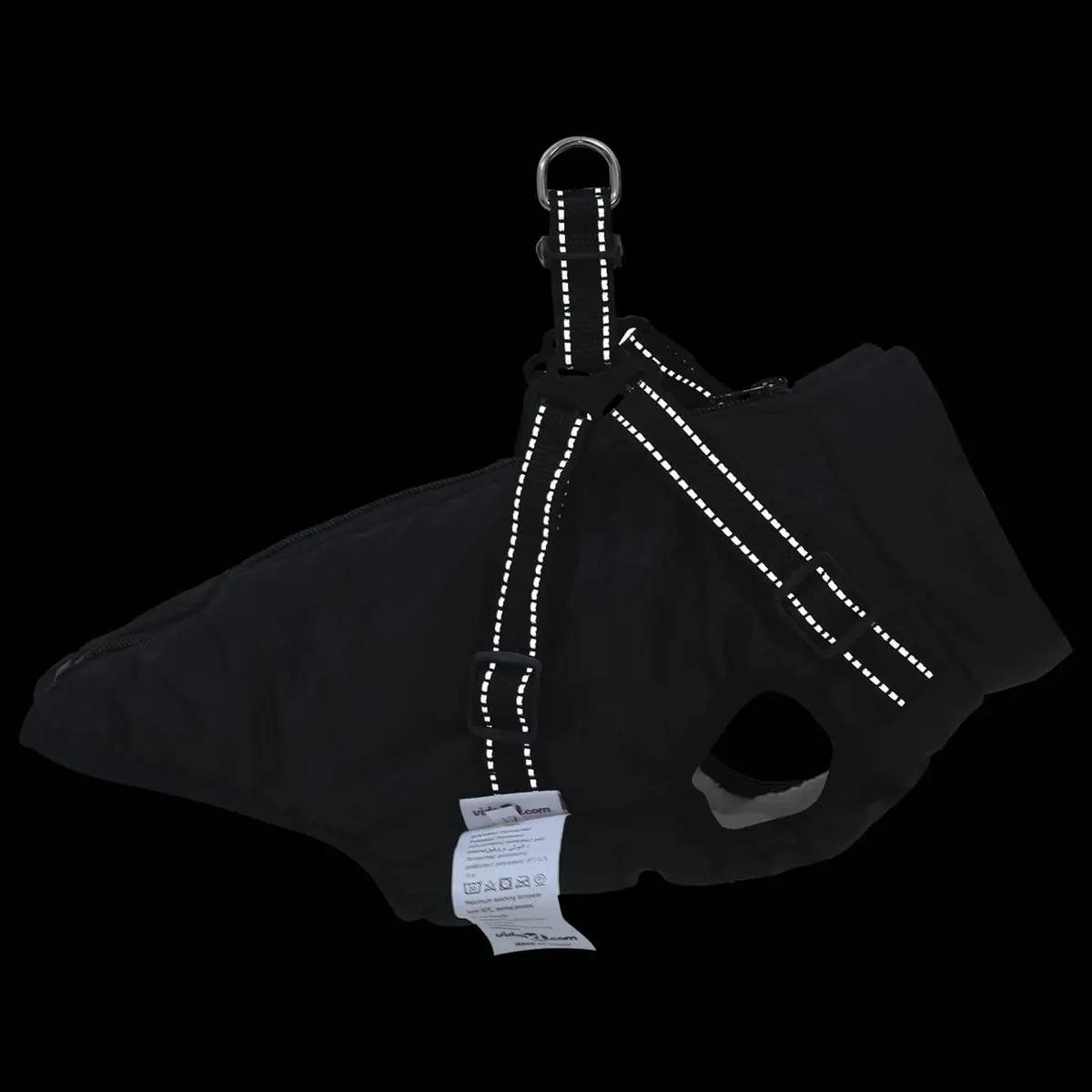 Dog Coat Black L40 Fleece Polyester Water-Resistant Windproof Outdoor Pet Jacket