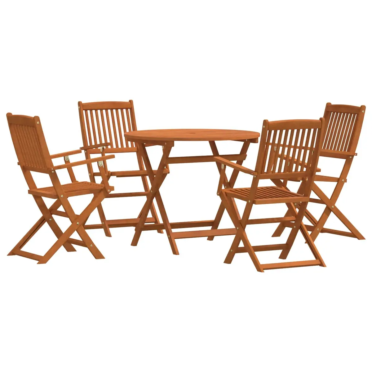 5-Piece Foldable Patio Dining Set in Brown Eucalyptus