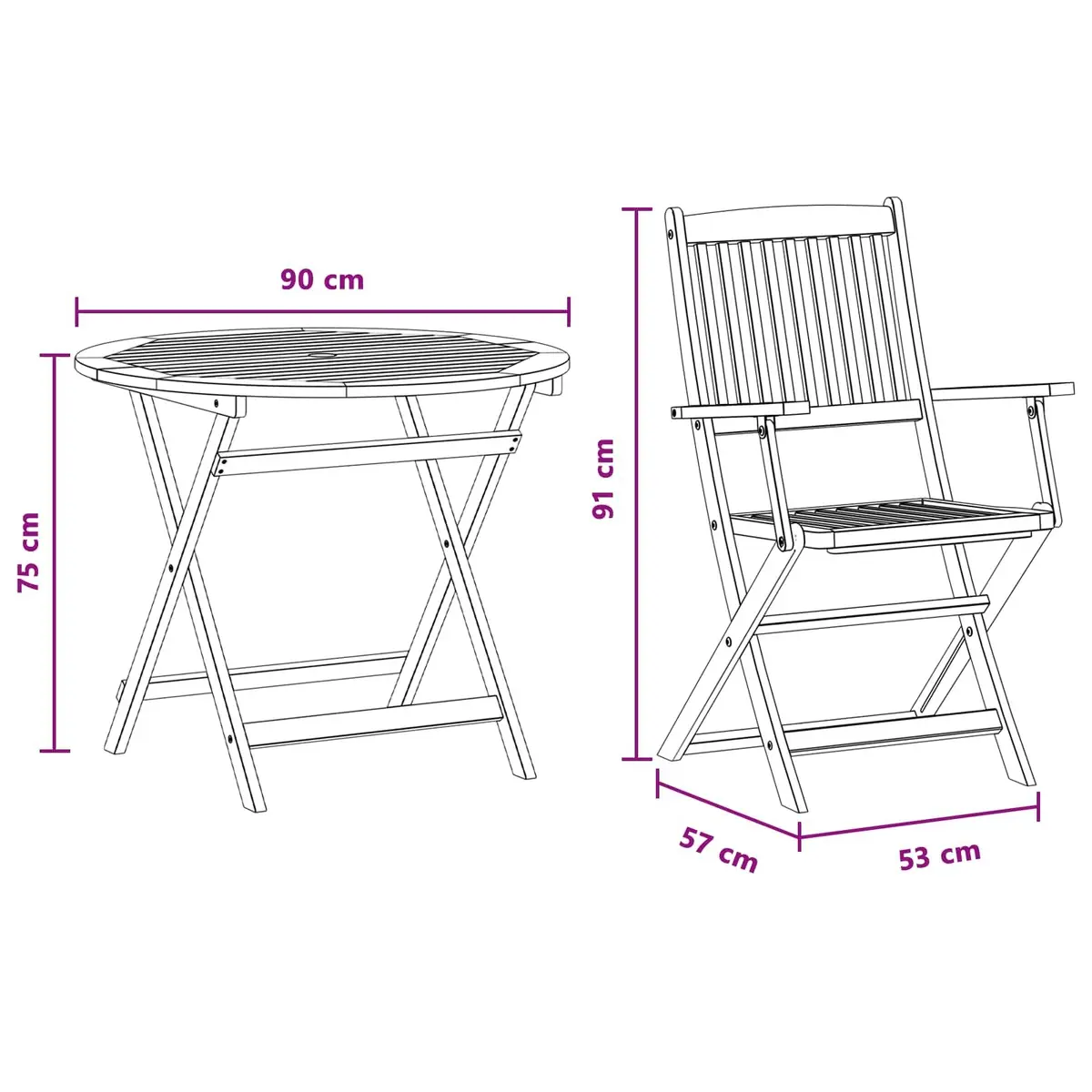 5-Piece Foldable Patio Dining Set in Brown Eucalyptus