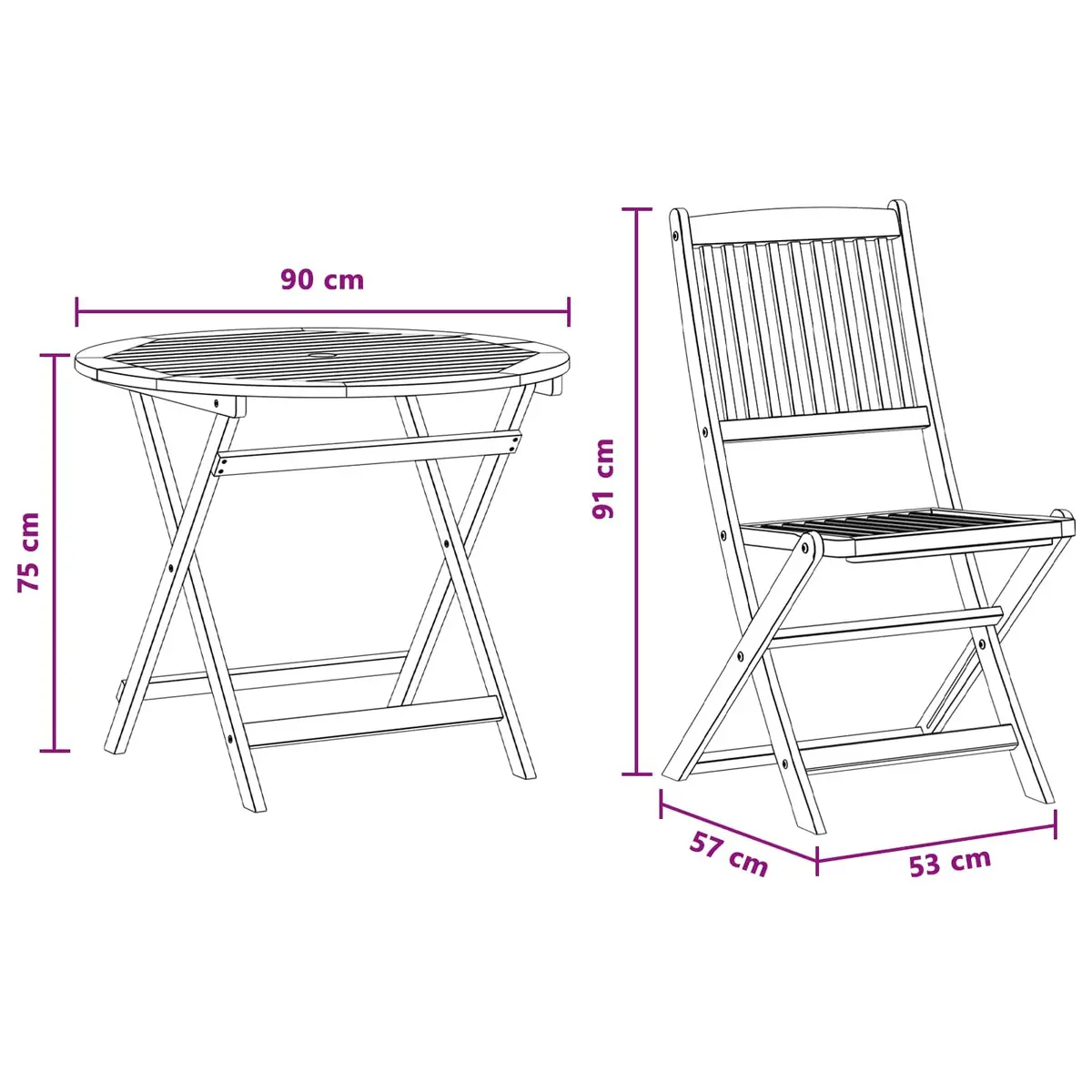 Solid Eucalyptus Wood 5pc Patio Furniture Set