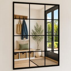Stylish Black Metal Frame Wall Mirror 80x60 cm