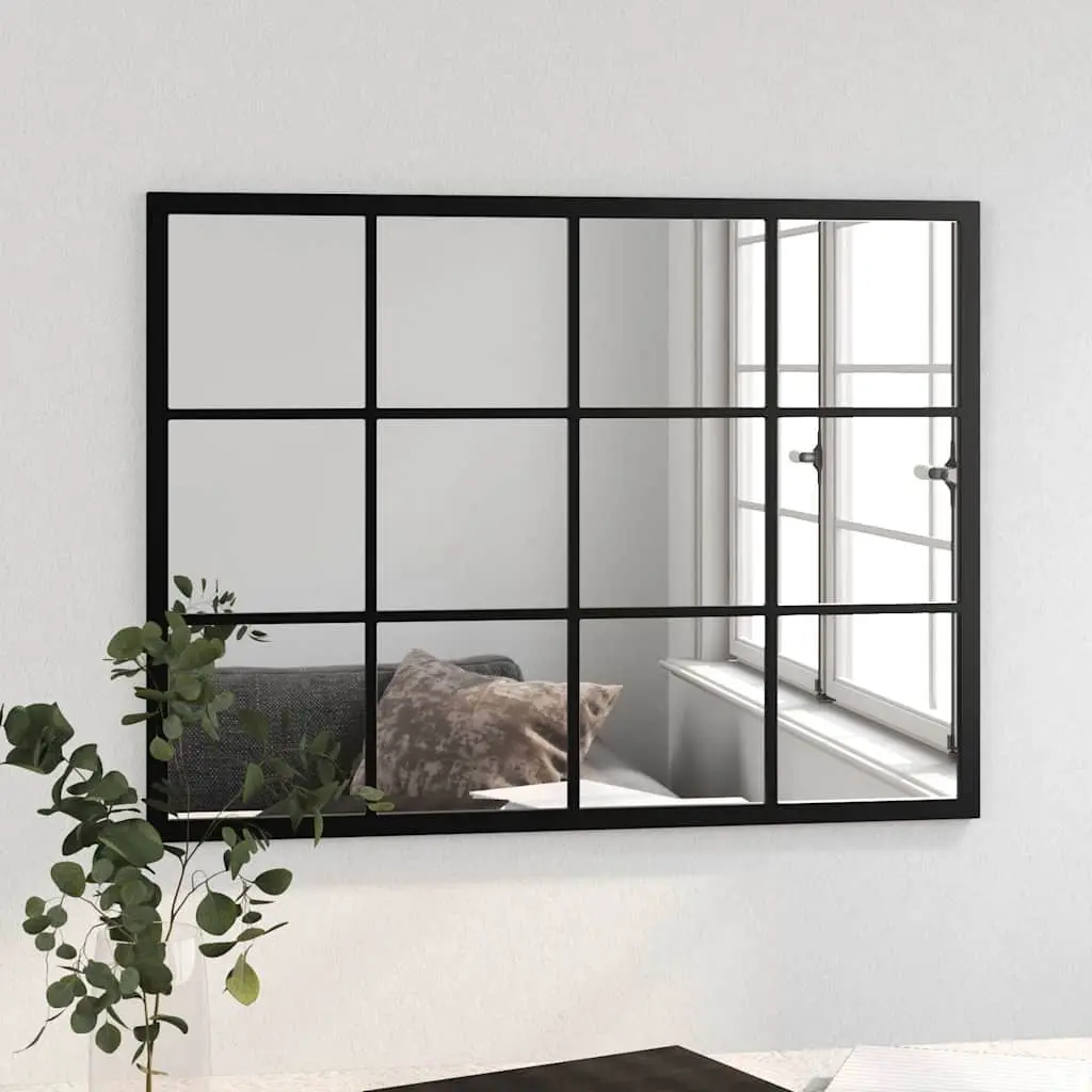 Black Metal Frame Wall Mirror 80x60 cm