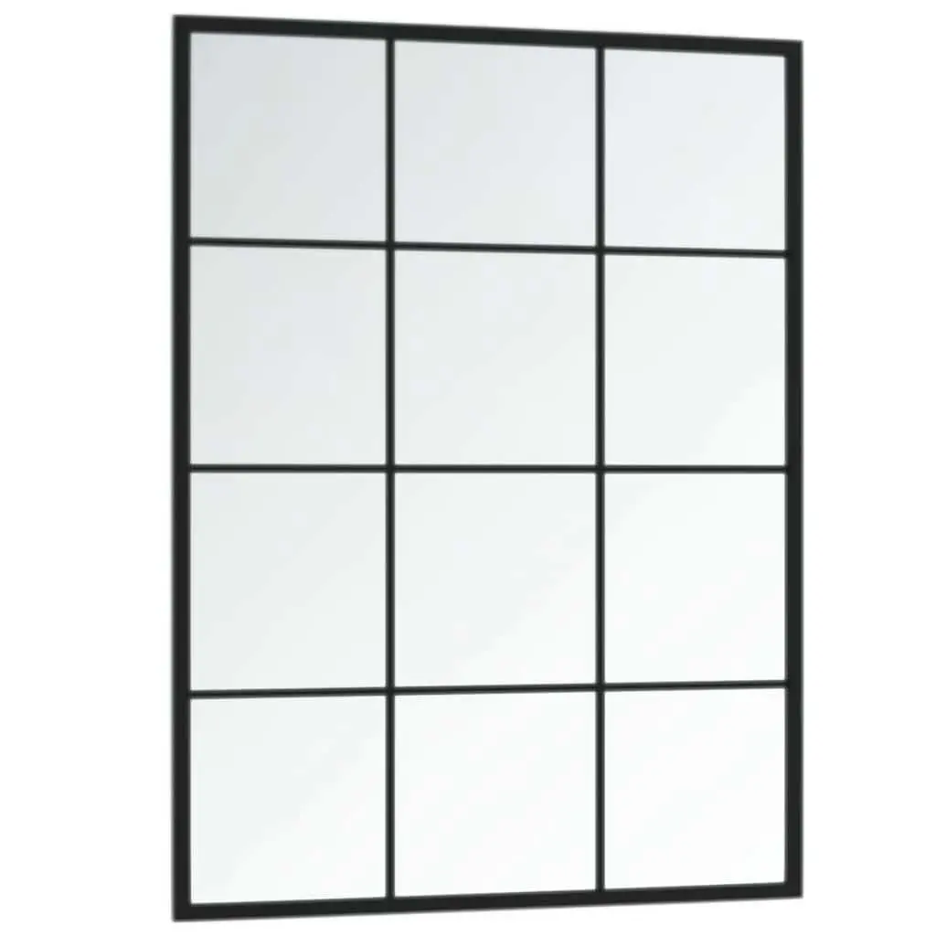 Black Metal Frame Wall Mirror 80x60 cm
