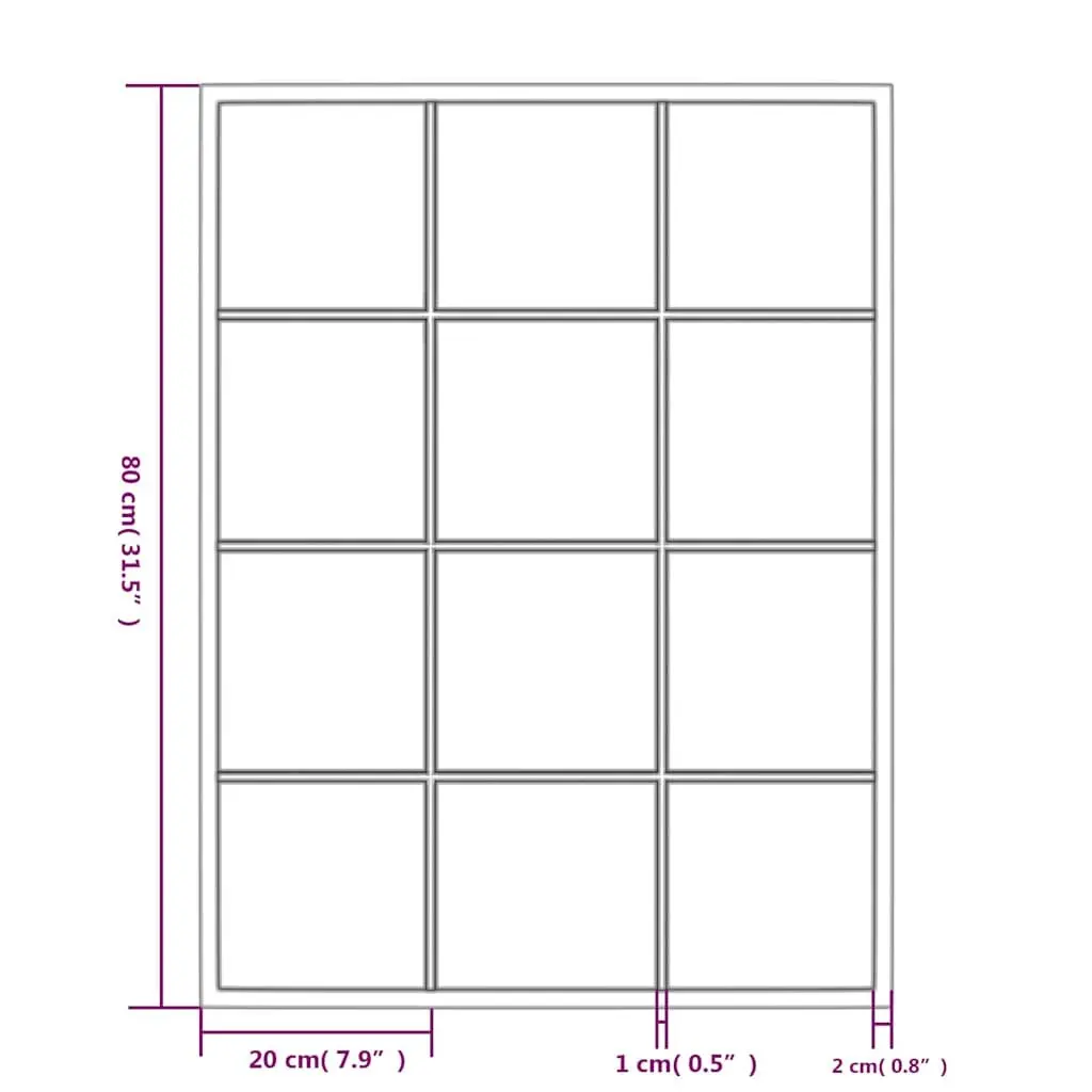 Black Metal Frame Wall Mirror 80x60 cm
