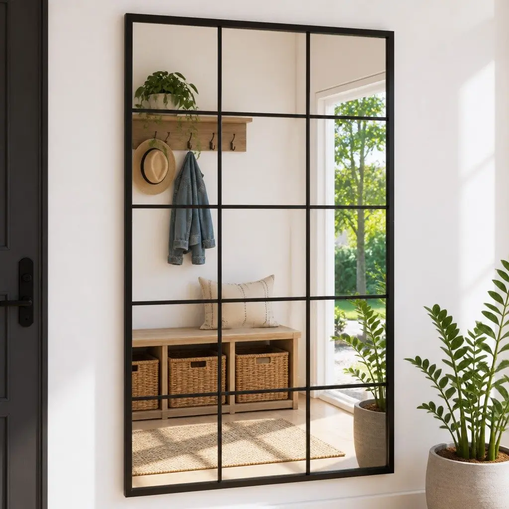 Wall Mirror Metal Frame 100x60 cm Black