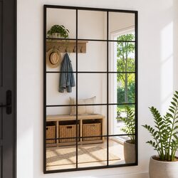 Black Metal Frame Wall Mirror 100x60 cm for Modern Spaces