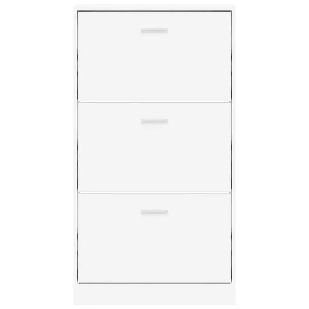 White Shoe Cabinet with 3 Drawers 59x17x108 cm