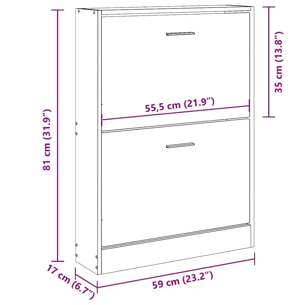 Shoe Cabinet Engineered Wood 59 x 17 x 81 cm White