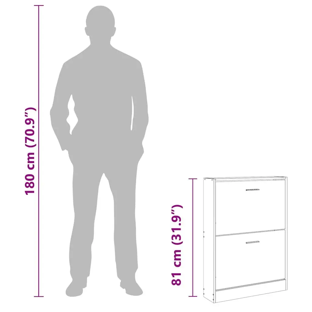 Shoe Cabinet Engineered Wood 59 x 17 x 81 cm White