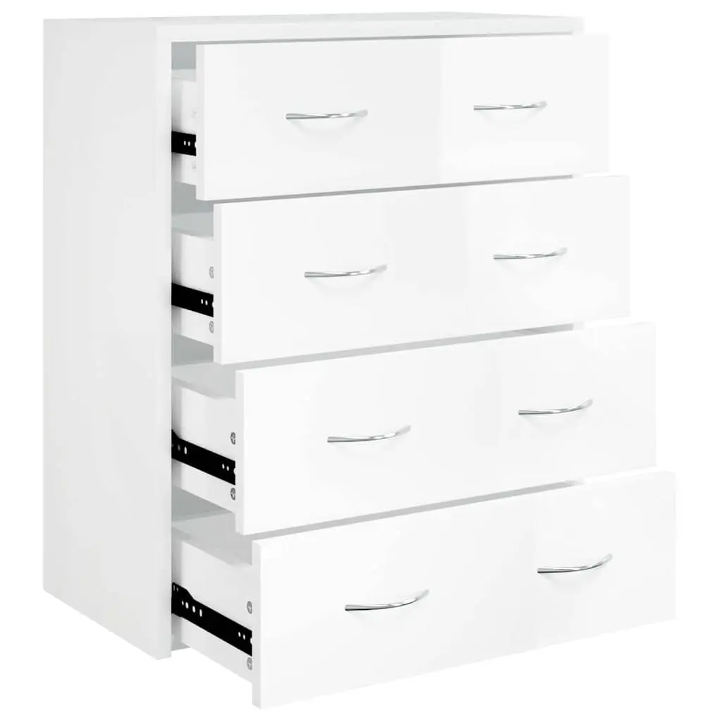 High Gloss White Sideboard Cabinet with 4 Drawers