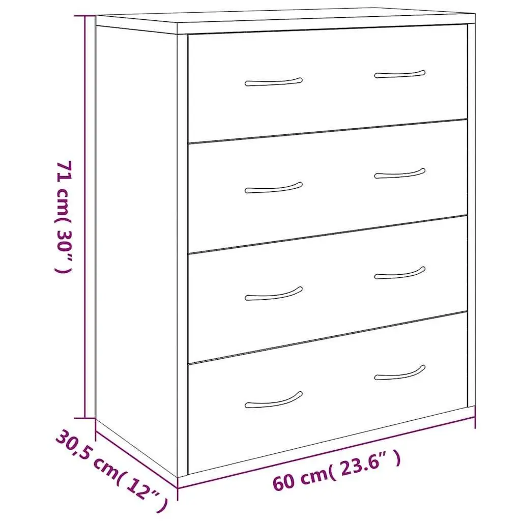 High Gloss White Sideboard Cabinet with 4 Drawers