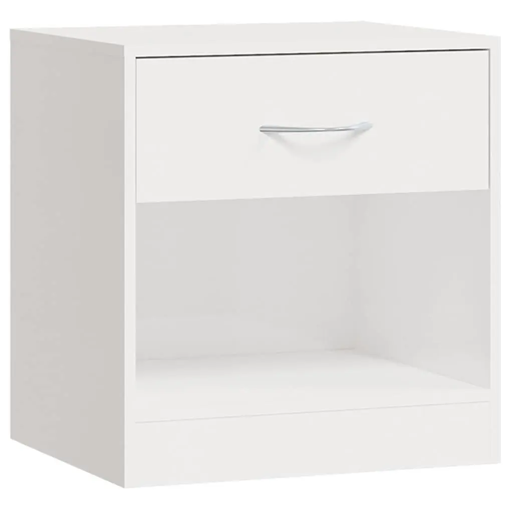 Bedside Cabinets Engineered Wood 2 Pieces White High Gloss Nightstand Storage