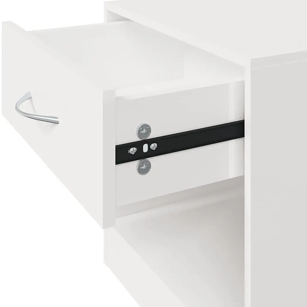 Bedside Cabinets Engineered Wood 2 Pieces White High Gloss Nightstand Storage