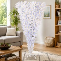 240cm White Artificial Christmas Tree with LED Lights