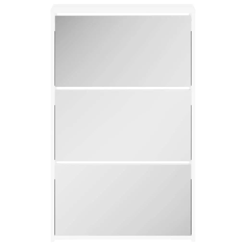 White Shoe Cabinet with Mirror and 3 Drawers
