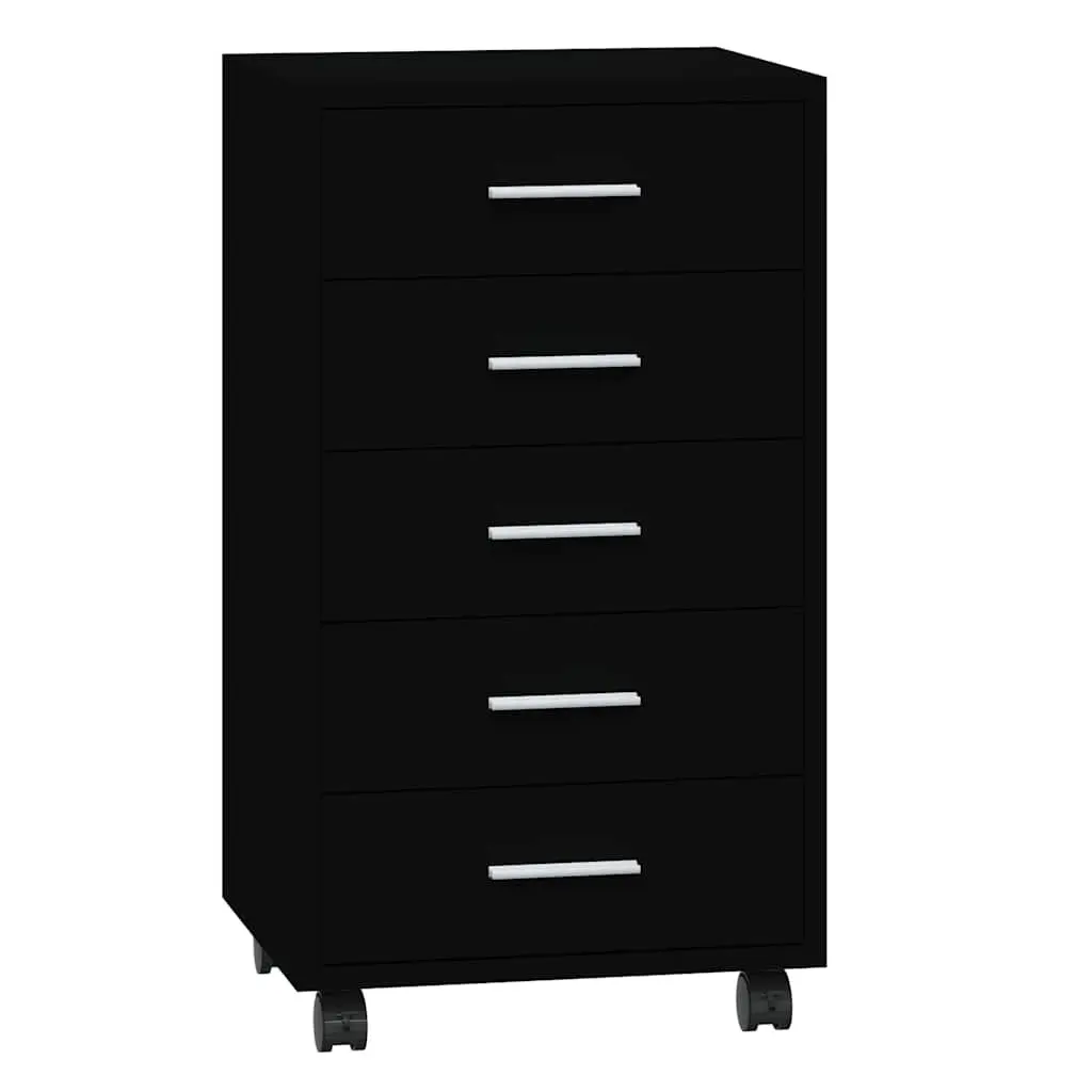 Drawer Cabinet Engineered Wood 5 Drawer Black