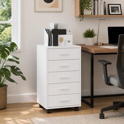 High Gloss White Drawer Storage Cabinet with Wheels