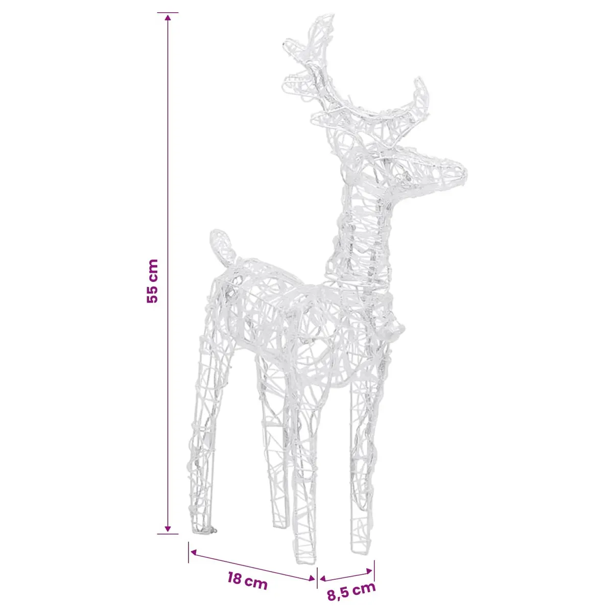 Christmas Reindeer LED Lights Acrylic 2 Piece Warm White Outdoor Yard Decoration