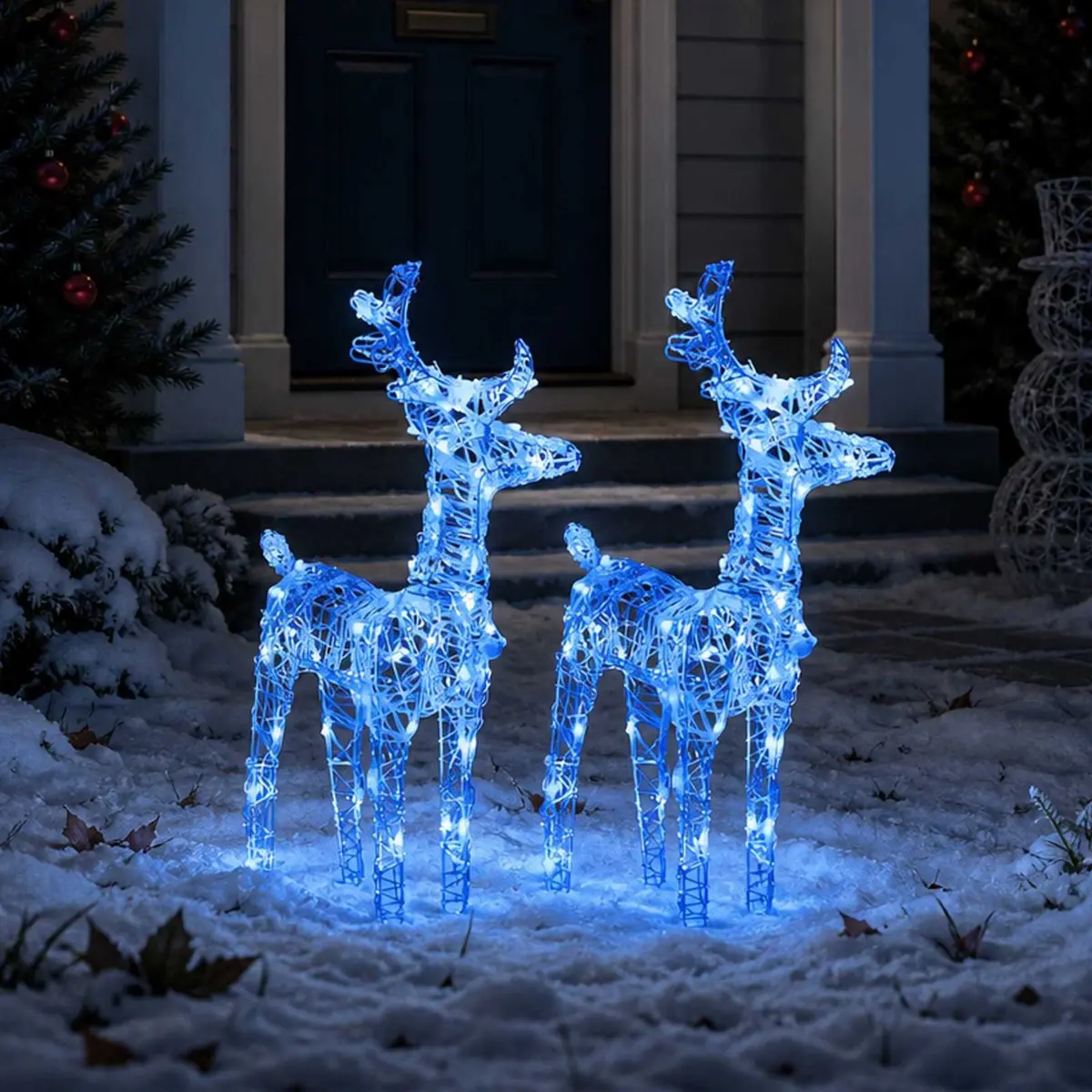 Christmas Reindeer Lights Acrylic 2 pcs Blue Outdoor Yard Decoration LED Display