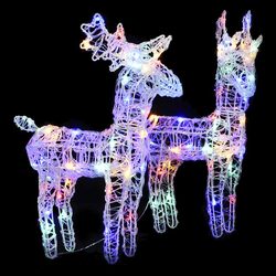 Set of 2 Christmas Reindeer Yard Decorations with 80 LEDs