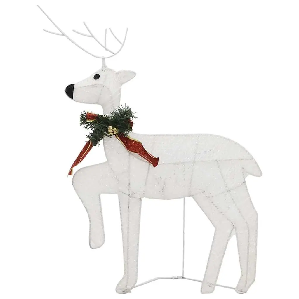 Outdoor Decoration Mesh Metal Frame 60 LED Lights White Reindeer Sleigh