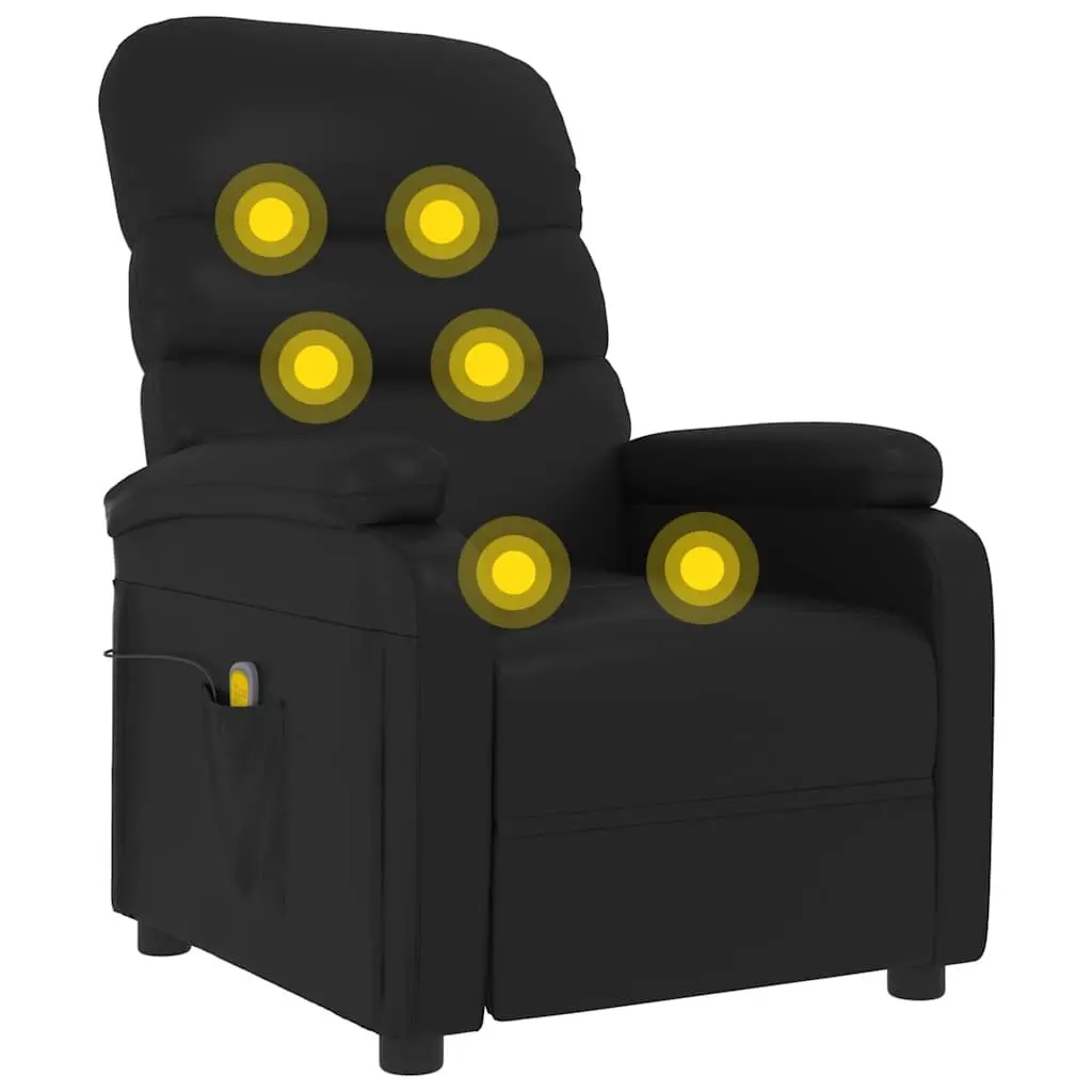 Electric Massage Chair Faux Leather Black 6 Massage Points Manual Recliner