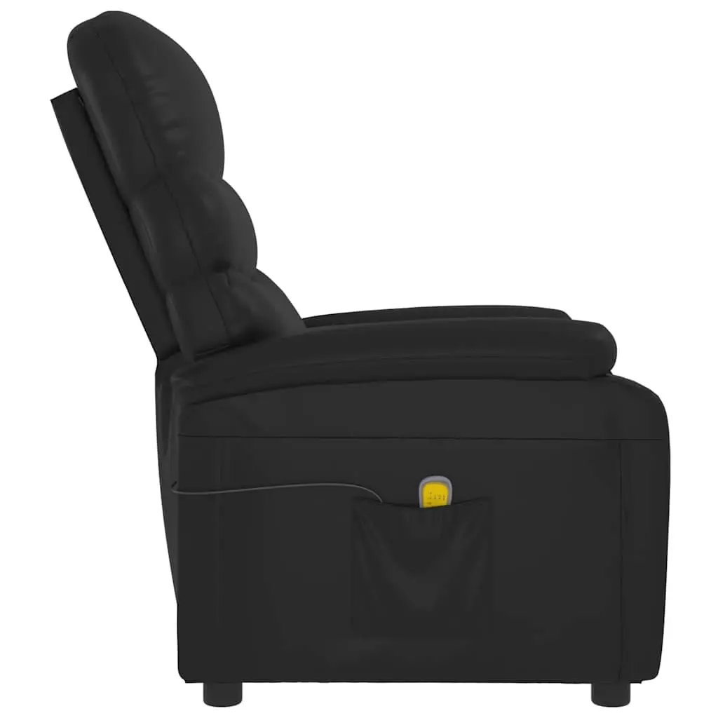 Electric Massage Chair Faux Leather Black 6 Massage Points Manual Recliner