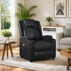 Black Electric Massage Chair with 6-Point Vibration