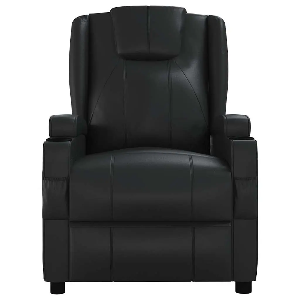 Electric Massage Chair Faux Leather Black 6 Points Vibration Manual Reclining