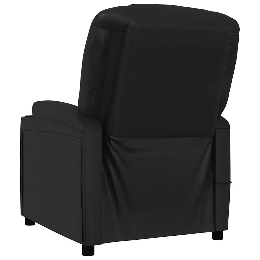 Electric Massage Chair Faux Leather Black 6 Points Vibration Manual Reclining