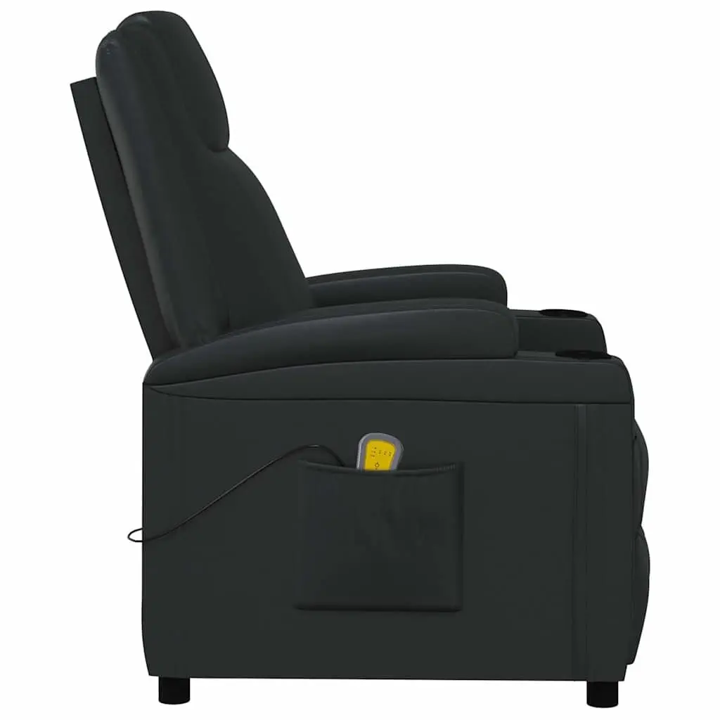 Electric Massage Chair Faux Leather Black 6 Points Vibration Manual Reclining