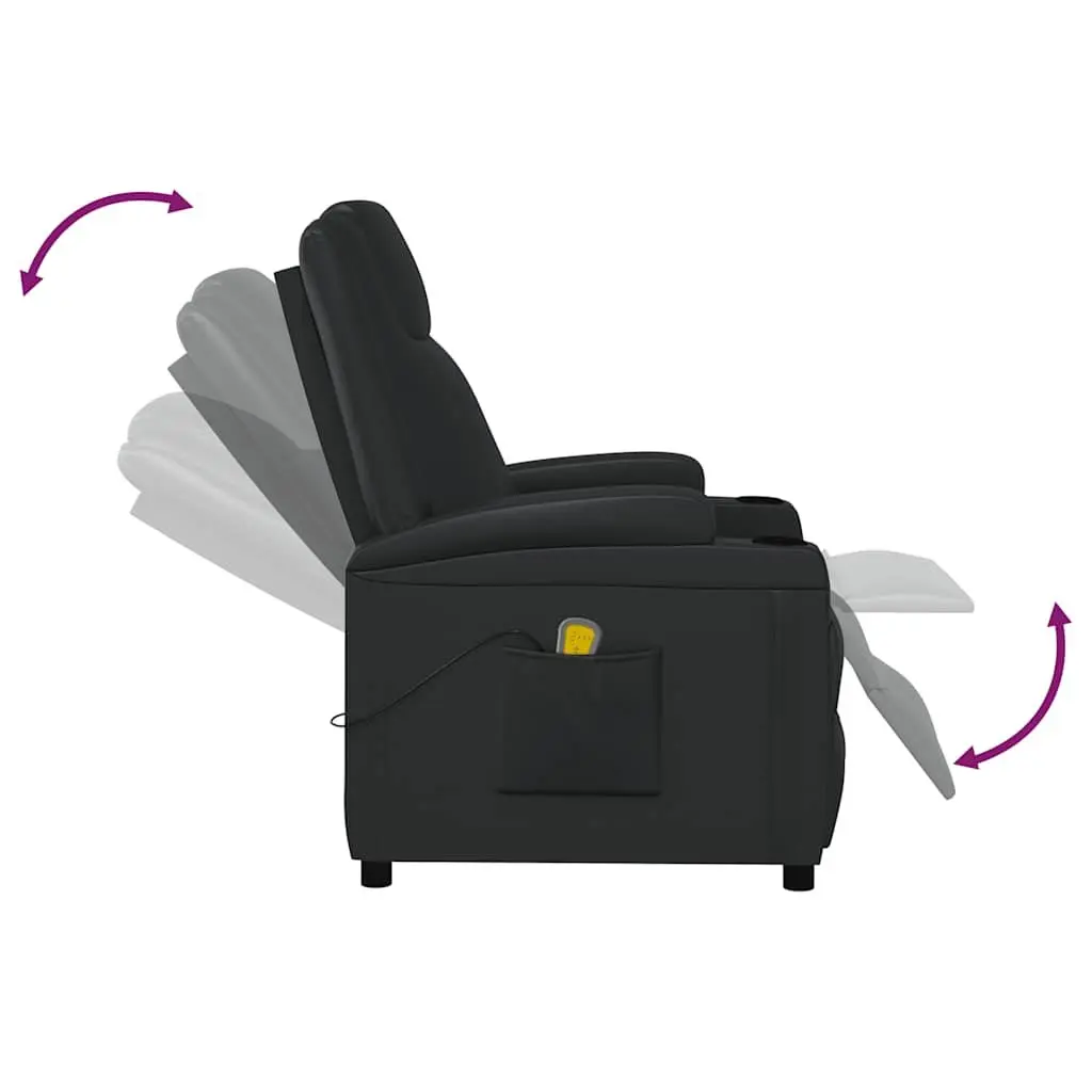 Electric Massage Chair Faux Leather Black 6 Points Vibration Manual Reclining