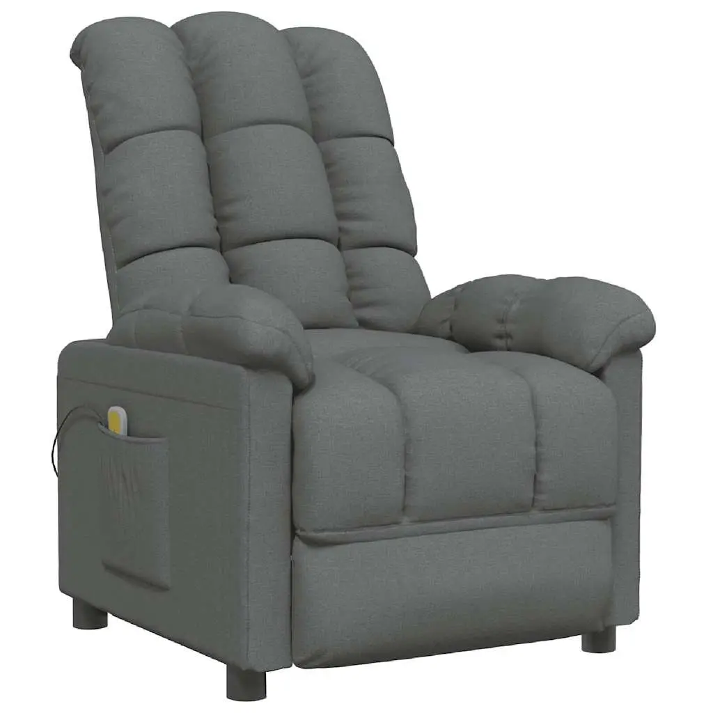 Electric Massage Chair Fabric Grey 6 Points Reclining Vibration