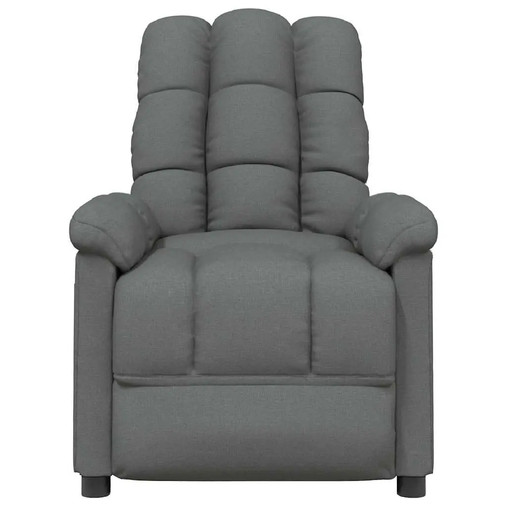 Electric Massage Chair Fabric Grey 6 Points Reclining Vibration
