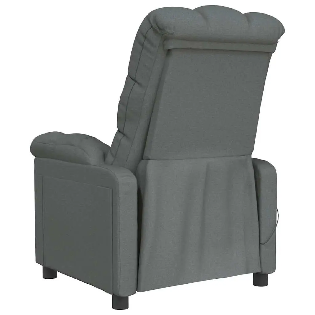 Electric Massage Chair Fabric Grey 6 Points Reclining Vibration
