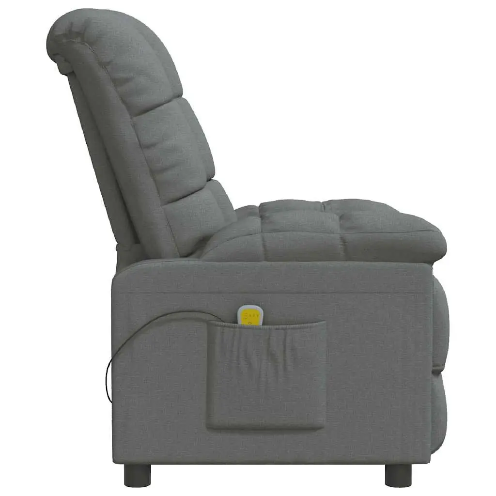 Electric Massage Chair Fabric Grey 6 Points Reclining Vibration