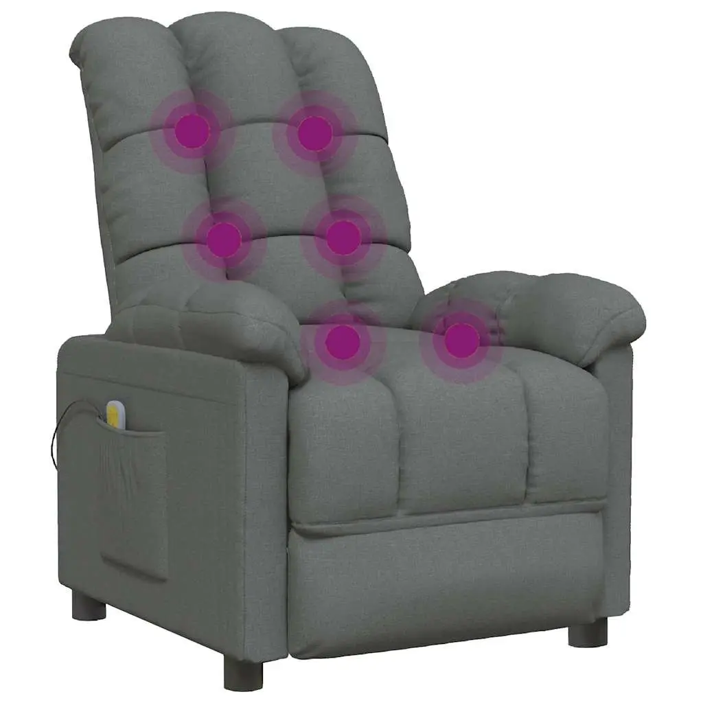 Electric Massage Chair Fabric Grey 6 Points Reclining Vibration