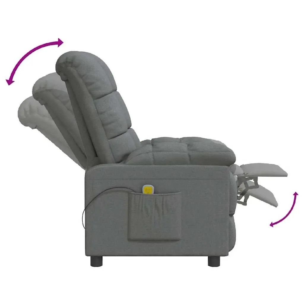 Electric Massage Chair Fabric Grey 6 Points Reclining Vibration