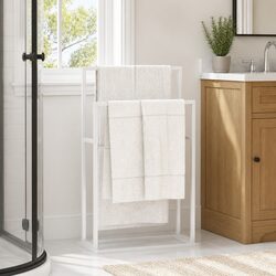 White 2-Tier Freestanding Towel Rack for Organising